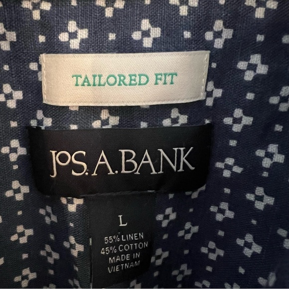 Jos. A. Bank Men’s Linen Blend Casual Short Sleeve Button Down Shirt Size Large - Picture 5 of 6